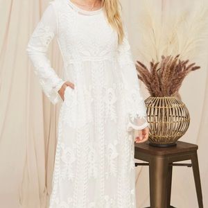 White Boho Poppy Temple Dress
